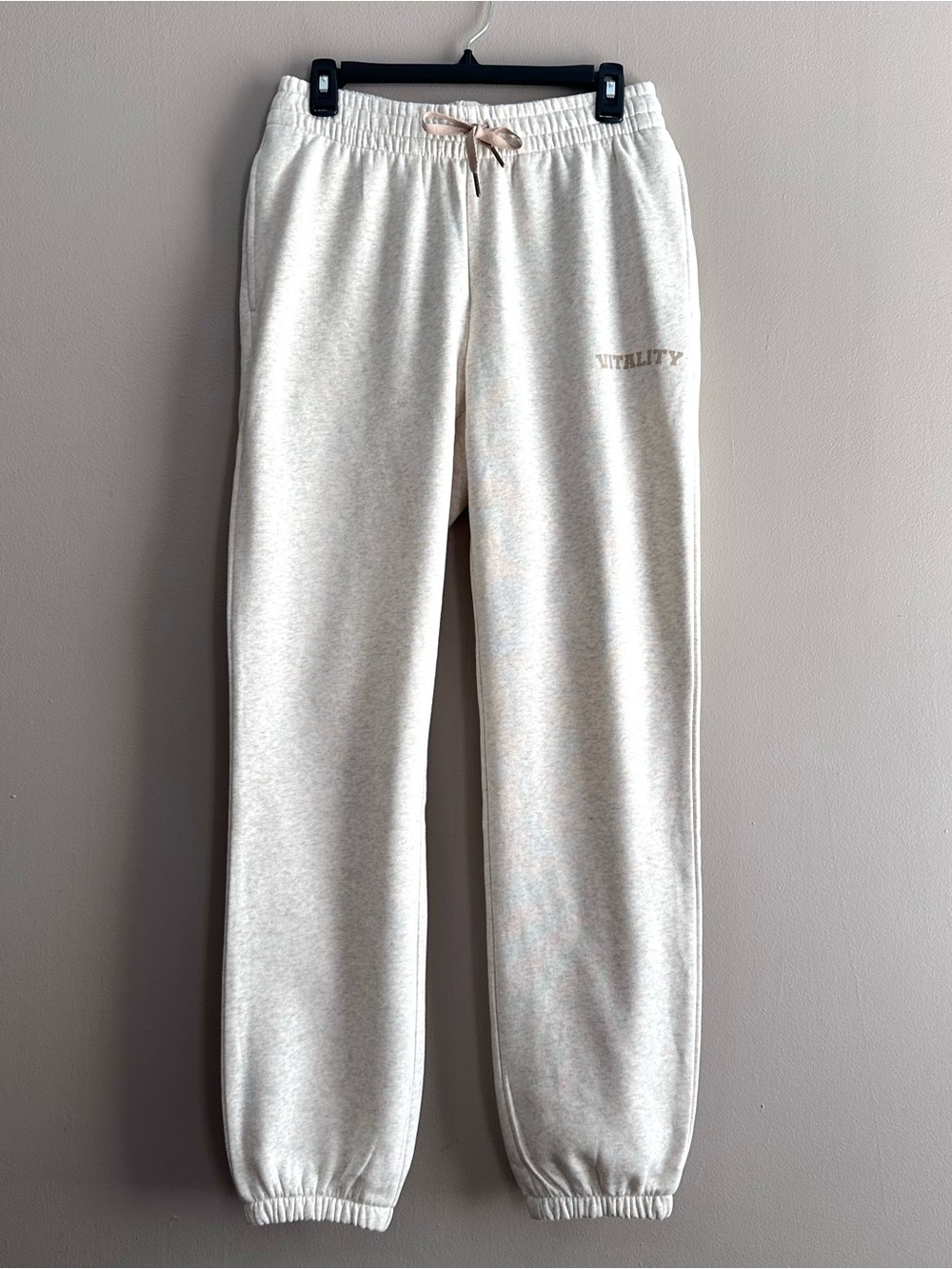 Vitality Cozy Uni Jogger Fleece Sweatpants Womens Medium Oat Marl Athleisure